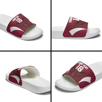 Custom Qatar Football Slide Sandals Maroon Falcon Spirit Red Version - Wonder Print Shop