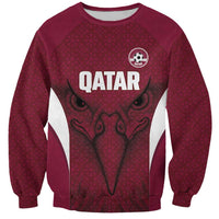 Custom Qatar Football Sweatshirt Maroon Falcon Spirit Red Version - Wonder Print Shop