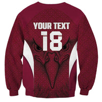 Custom Qatar Football Sweatshirt Maroon Falcon Spirit Red Version - Wonder Print Shop