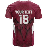 Custom Qatar Football T Shirt Maroon Falcon Spirit Red Version - Wonder Print Shop