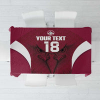 Custom Qatar Football Tablecloth Maroon Falcon Spirit Red Version - Wonder Print Shop