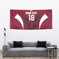 Custom Qatar Football Tapestry Maroon Falcon Spirit Red Version - Wonder Print Shop