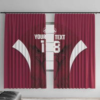 Custom Qatar Football Window Curtain Maroon Falcon Spirit Red Version - Wonder Print Shop
