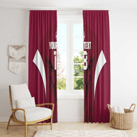 Custom Qatar Football Window Curtain Maroon Falcon Spirit Red Version - Wonder Print Shop