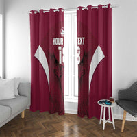 Custom Qatar Football Window Curtain Maroon Falcon Spirit Red Version - Wonder Print Shop