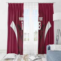 Custom Qatar Football Window Curtain Maroon Falcon Spirit Red Version - Wonder Print Shop