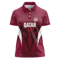 Custom Qatar Football Women Polo Shirt Maroon Falcon Spirit Red Version - Wonder Print Shop