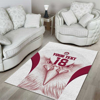 Custom Qatar Football Area Rug Maroon Falcon Spirit White Version - Wonder Print Shop