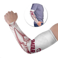 Custom Qatar Football Arm Sleeves Maroon Falcon Spirit White Version - Wonder Print Shop