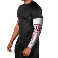 Custom Qatar Football Arm Sleeves Maroon Falcon Spirit White Version - Wonder Print Shop