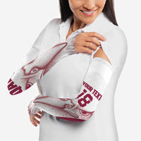 Custom Qatar Football Arm Sleeves Maroon Falcon Spirit White Version - Wonder Print Shop