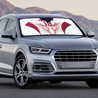 Custom Qatar Football Auto Sun Shade Maroon Falcon Spirit White Version - Wonder Print Shop