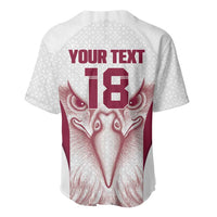 Custom Qatar Football Baseball Jersey Maroon Falcon Spirit White Version - Wonder Print Shop