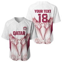 Custom Qatar Football Baseball Jersey Maroon Falcon Spirit White Version - Wonder Print Shop