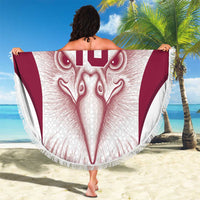 Custom Qatar Football Beach Blanket Maroon Falcon Spirit White Version - Wonder Print Shop