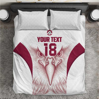 Custom Qatar Football Bedding Set Maroon Falcon Spirit White Version - Wonder Print Shop
