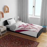 Custom Qatar Football Bedding Set Maroon Falcon Spirit White Version - Wonder Print Shop