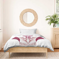 Custom Qatar Football Bedding Set Maroon Falcon Spirit White Version - Wonder Print Shop