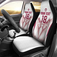 Custom Qatar Football Car Seat Cover Maroon Falcon Spirit White Version - Wonder Print Shop