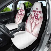 Custom Qatar Football Car Seat Cover Maroon Falcon Spirit White Version - Wonder Print Shop
