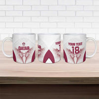 Custom Qatar Football Ceramic Mug Maroon Falcon Spirit White Version - Wonder Print Shop