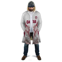 Custom Qatar Football Cloak Maroon Falcon Spirit White Version - Wonder Print Shop
