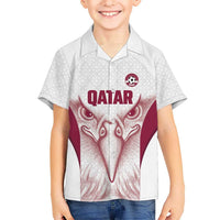Custom Qatar Football Family Matching Mermaid Dress and Hawaiian Shirt Maroon Falcon Spirit White Version - Wonder Print Shop