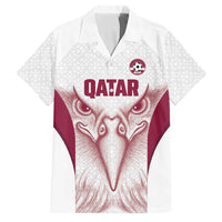 Custom Qatar Football Family Matching Tank Maxi Dress and Hawaiian Shirt Maroon Falcon Spirit White Version - Wonder Print Shop