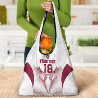 Custom Qatar Football Grocery Bag Maroon Falcon Spirit White Version - Wonder Print Shop