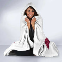 Custom Qatar Football Hooded Blanket Maroon Falcon Spirit White Version - Wonder Print Shop