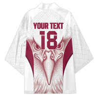 Custom Qatar Football Kimono Maroon Falcon Spirit White Version - Wonder Print Shop