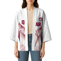 Custom Qatar Football Kimono Maroon Falcon Spirit White Version - Wonder Print Shop