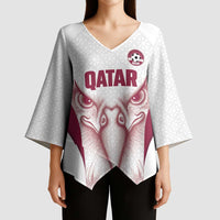 Custom Qatar Football Kimono Sleeve Blouse Maroon Falcon Spirit White Version - Wonder Print Shop