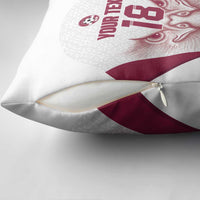 Custom Qatar Football Pillow Cover Maroon Falcon Spirit White Version - Wonder Print Shop