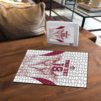 Custom Qatar Football Puzzle Maroon Falcon Spirit White Version - Wonder Print Shop