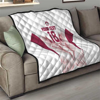 Custom Qatar Football Quilt Maroon Falcon Spirit White Version - Wonder Print Shop