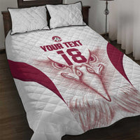 Custom Qatar Football Quilt Bed Set Maroon Falcon Spirit White Version - Wonder Print Shop