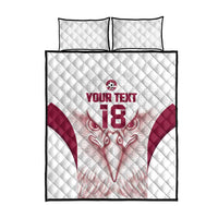 Custom Qatar Football Quilt Bed Set Maroon Falcon Spirit White Version - Wonder Print Shop
