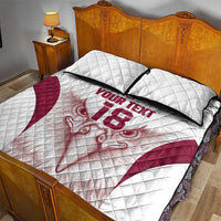 Custom Qatar Football Quilt Bed Set Maroon Falcon Spirit White Version - Wonder Print Shop