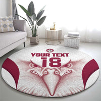 Custom Qatar Football Round Carpet Maroon Falcon Spirit White Version - Wonder Print Shop