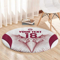 Custom Qatar Football Round Carpet Maroon Falcon Spirit White Version - Wonder Print Shop