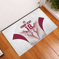 Custom Qatar Football Rubber Doormat Maroon Falcon Spirit White Version - Wonder Print Shop
