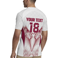 Custom Qatar Football Rugby Jersey Maroon Falcon Spirit White Version - Wonder Print Shop