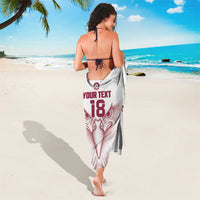 Custom Qatar Football Sarong Maroon Falcon Spirit White Version - Wonder Print Shop