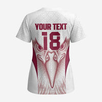 Custom Qatar Football Scrub Top Maroon Falcon Spirit White Version - Wonder Print Shop