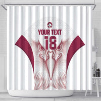 Custom Qatar Football Shower Curtain Maroon Falcon Spirit White Version - Wonder Print Shop