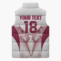 Custom Qatar Football Sleeveless Puffer Jacket Maroon Falcon Spirit White Version - Wonder Print Shop