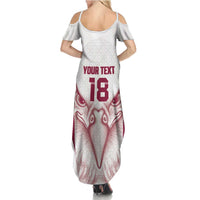 Custom Qatar Football Summer Maxi Dress Maroon Falcon Spirit White Version - Wonder Print Shop