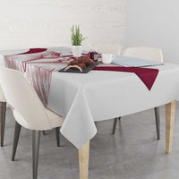 Custom Qatar Football Tablecloth Maroon Falcon Spirit White Version - Wonder Print Shop