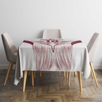Custom Qatar Football Tablecloth Maroon Falcon Spirit White Version - Wonder Print Shop